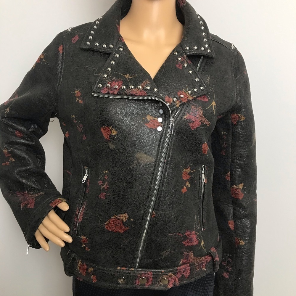 Sage the Label Faux Leather Moto Jacket | Studded | Size Large